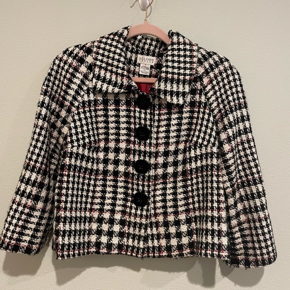 Allison Taylor Jackets & Blazers - Black and white plaid Allison Taylor pea jacket. Size 8